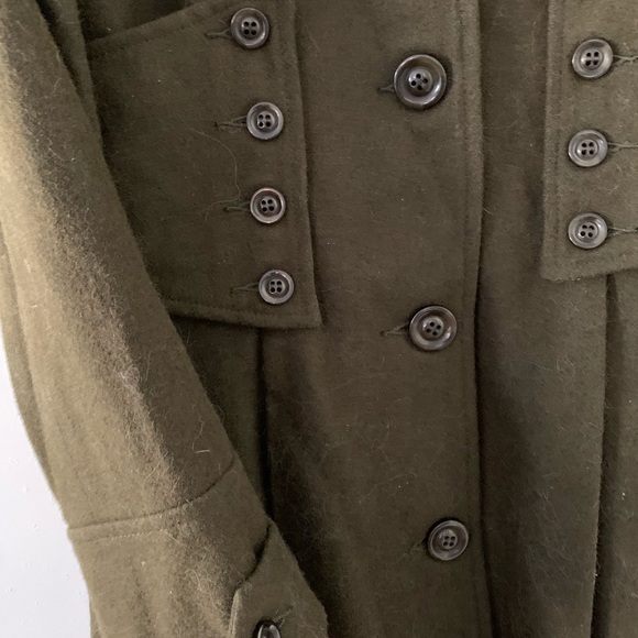 Hazel Military Inspired Loden Green Fitted Wool Swing Coat Size M - Picture 4 of 4